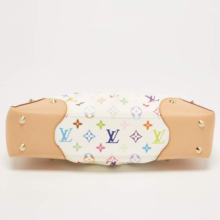 Pre Owned Louis Vuitton White Multicolor Monogram Canvas Judy MM Bag