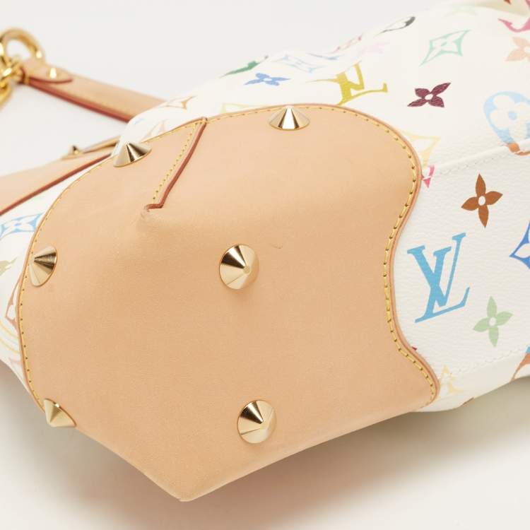 Pre Owned Louis Vuitton White Multicolor Monogram Canvas Judy MM Bag