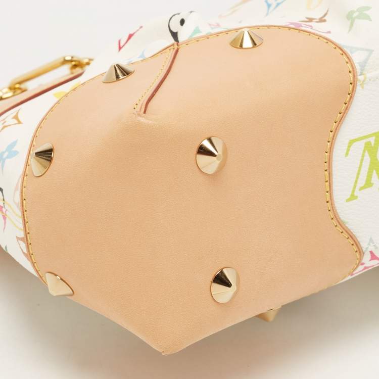 Pre Owned Louis Vuitton White Multicolor Monogram Canvas Judy MM Bag