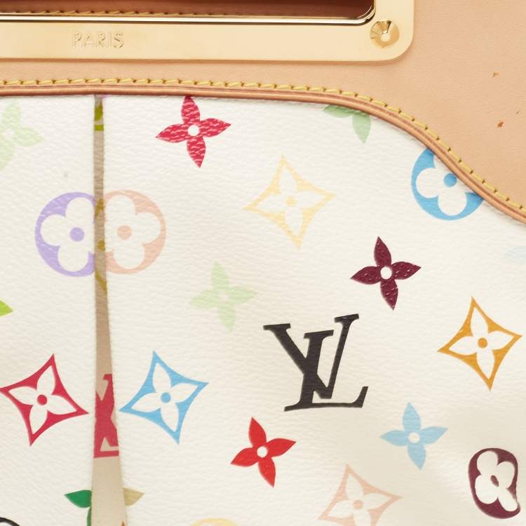 Pre Owned Louis Vuitton White Multicolor Monogram Canvas Judy MM Bag