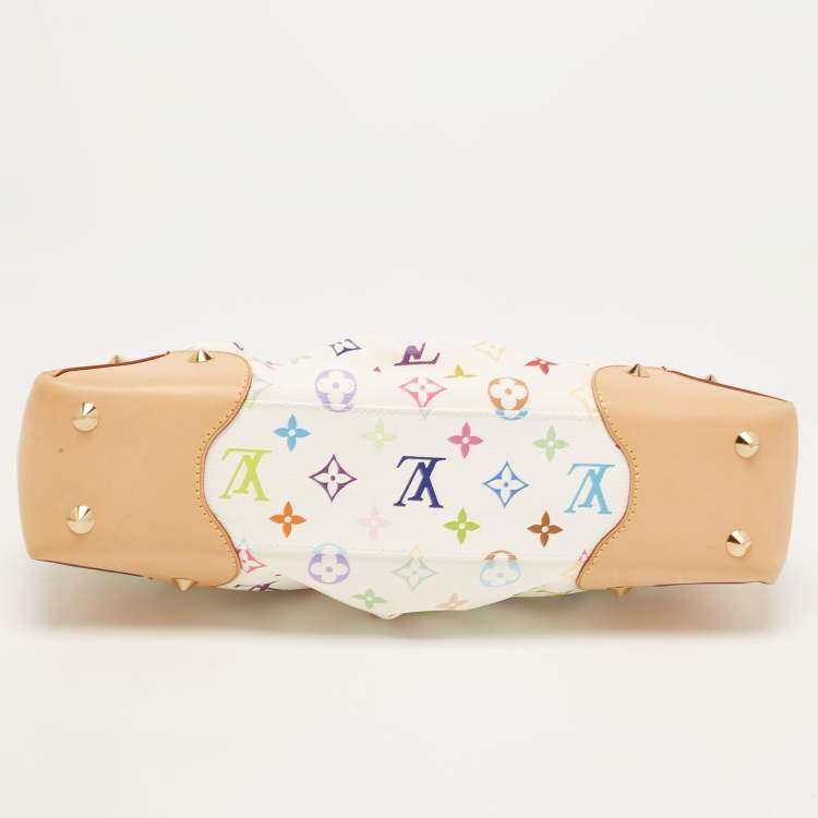 Pre Owned Louis Vuitton White Multicolor Monogram Canvas Judy MM Bag