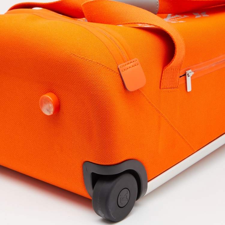 Pre Owned Louis Vuitton Orange Monogram Knit Horizon Soft 55 Duffle Bag