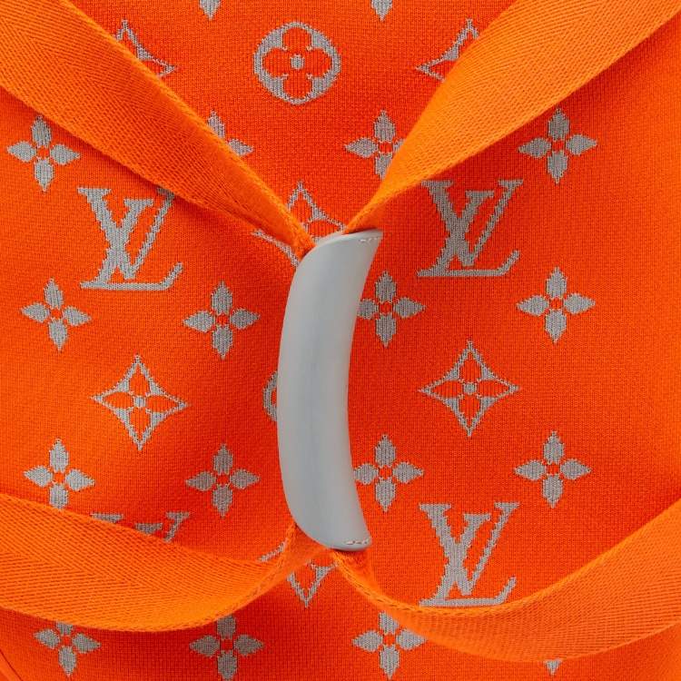 Pre Owned Louis Vuitton Orange Monogram Knit Horizon Soft 55 Duffle Bag