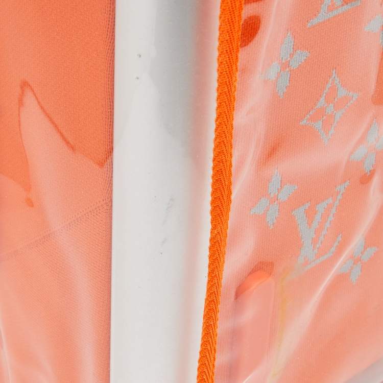 Pre Owned Louis Vuitton Orange Monogram Knit Horizon Soft 55 Duffle Bag