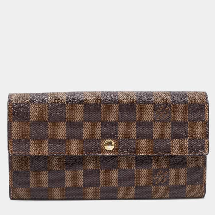 Pre Owned Louis Vuitton Damier Ebene Canvas Sarah Wallet