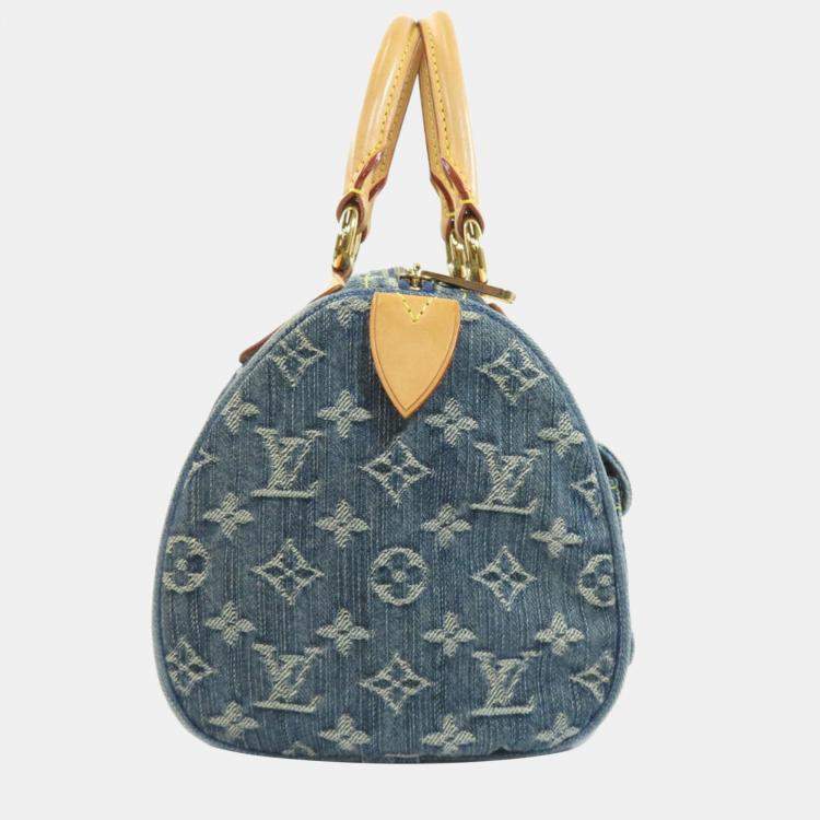 LOUIS VUITTON Speedy Neo Handbag Blue Monogram Denim Satchel