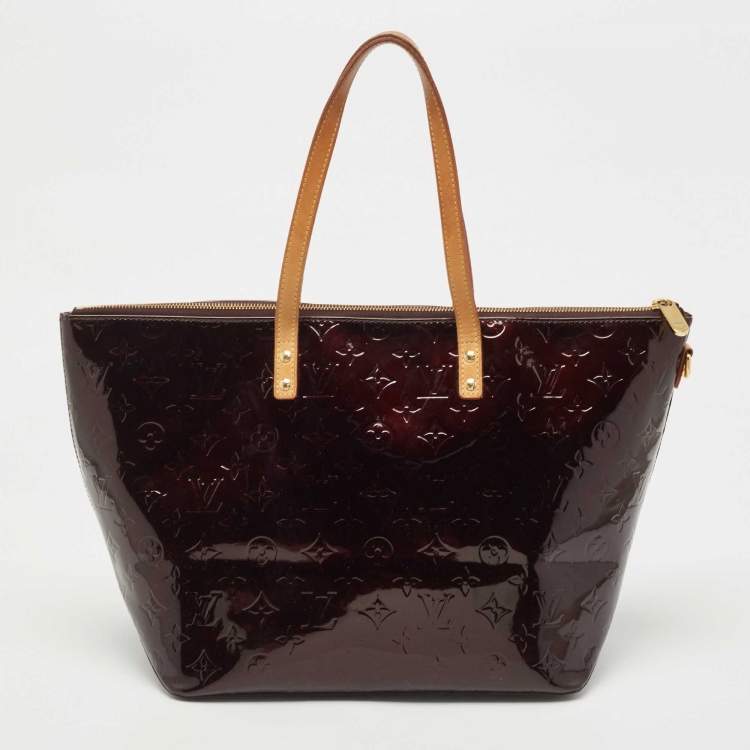 Pre Owned Louis Vuitton Amarante Monogram Vernis Bellevue GM Bag
