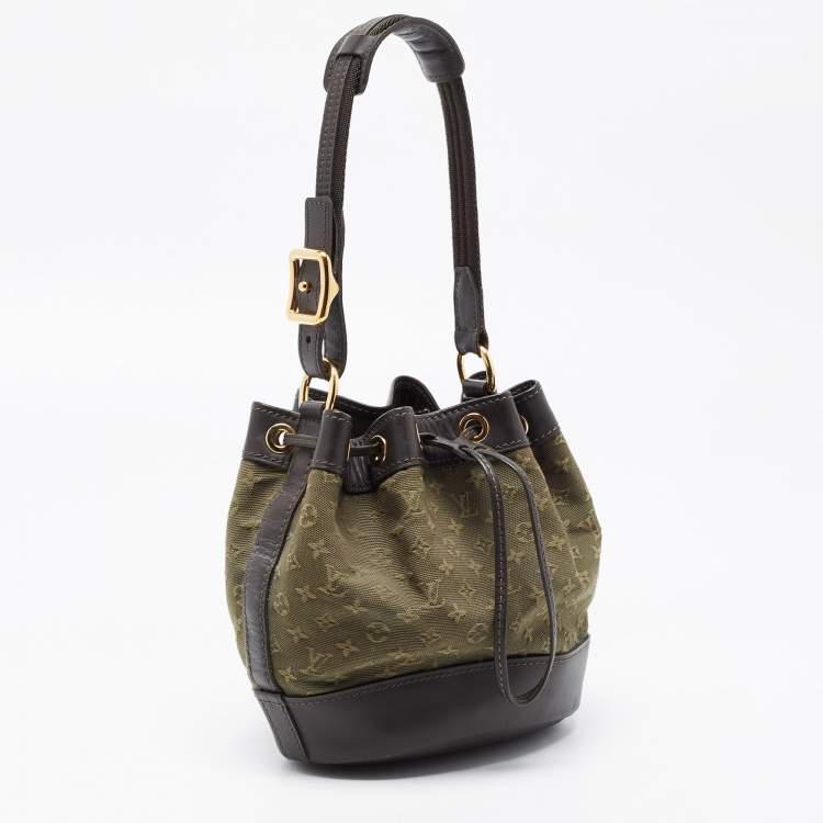Pre Owned Louis Vuitton Khaki Monogram Mini Lin Canvas Noelie Bag