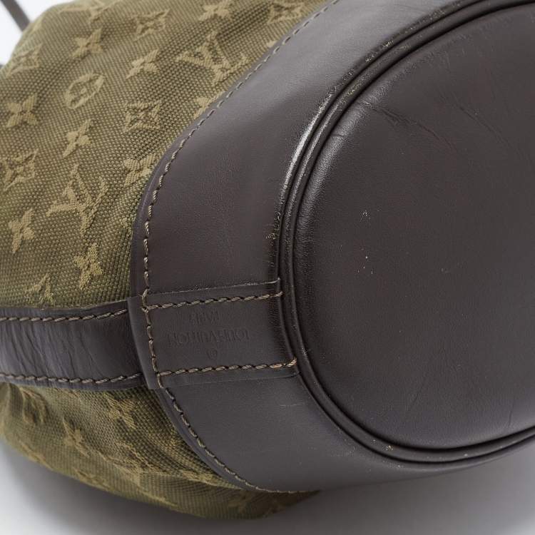 Pre Owned Louis Vuitton Khaki Monogram Mini Lin Canvas Noelie Bag
