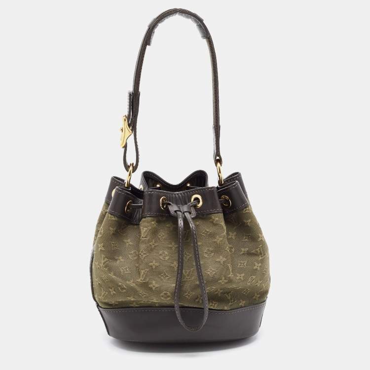 Pre Owned Louis Vuitton Khaki Monogram Mini Lin Canvas Noelie Bag