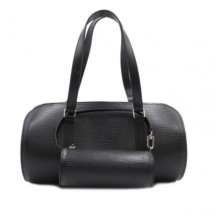 Pre Owned Louis Vuitton Black Epi Soufflot with Pouch Handbag