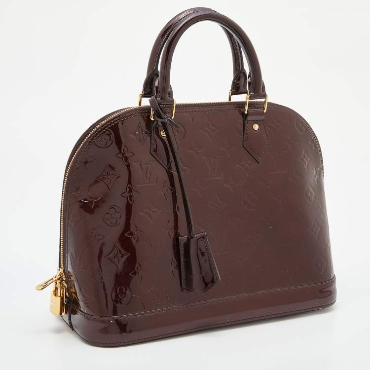 Pre Owned Louis Vuitton Amarante Monogram Vernis Alma PM Bag