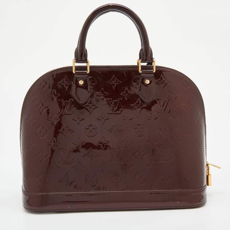 Pre Owned Louis Vuitton Amarante Monogram Vernis Alma PM Bag