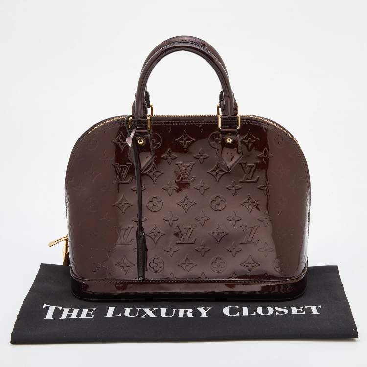 Pre Owned Louis Vuitton Amarante Monogram Vernis Alma PM Bag