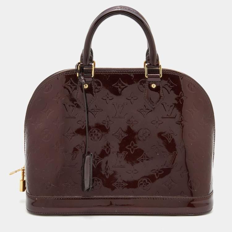 Pre Owned Louis Vuitton Amarante Monogram Vernis Alma PM Bag