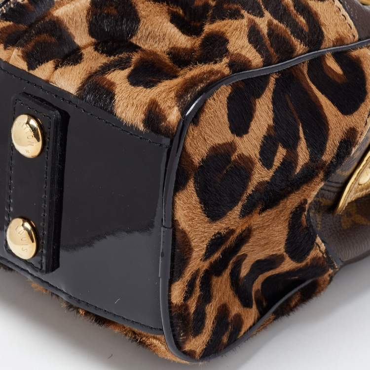 Pre Owned Louis Vuitton Monogram Canvas, Leopard Calfhair and Karung Trimmed Adele Bag