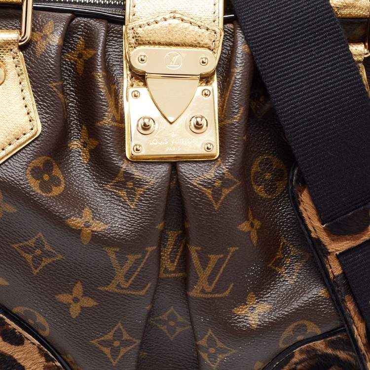 Pre Owned Louis Vuitton Monogram Canvas, Leopard Calfhair and Karung Trimmed Adele Bag