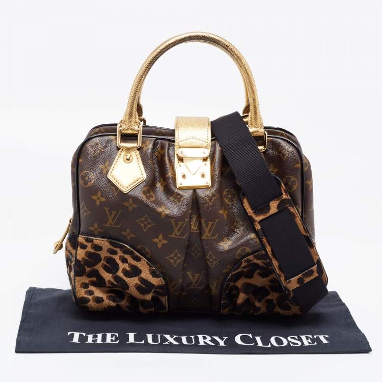 Pre Owned Louis Vuitton Monogram Canvas, Leopard Calfhair and Karung Trimmed Adele Bag