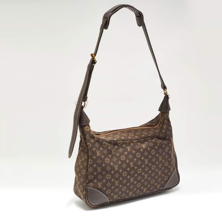 Pre Owned Louis Vuitton Fusain Monogram Mini Lin Canvas Boulogne Bag