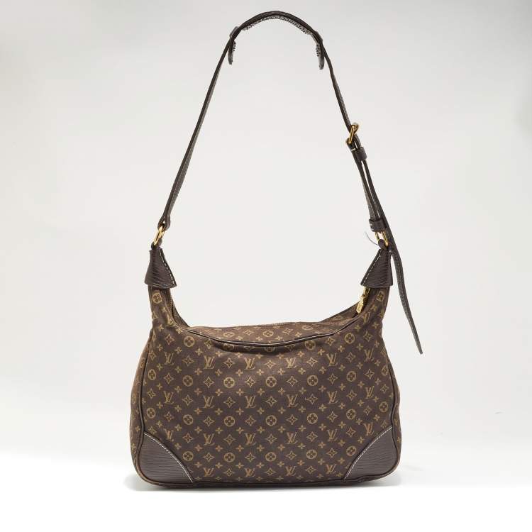 Pre Owned Louis Vuitton Fusain Monogram Mini Lin Canvas Boulogne Bag