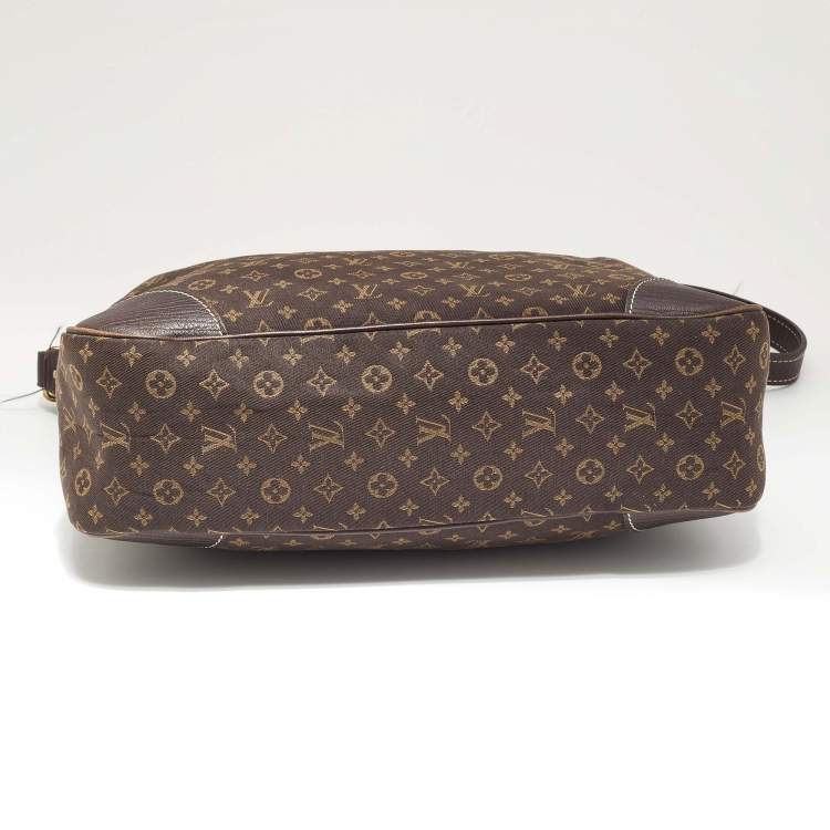 Pre Owned Louis Vuitton Fusain Monogram Mini Lin Canvas Boulogne Bag