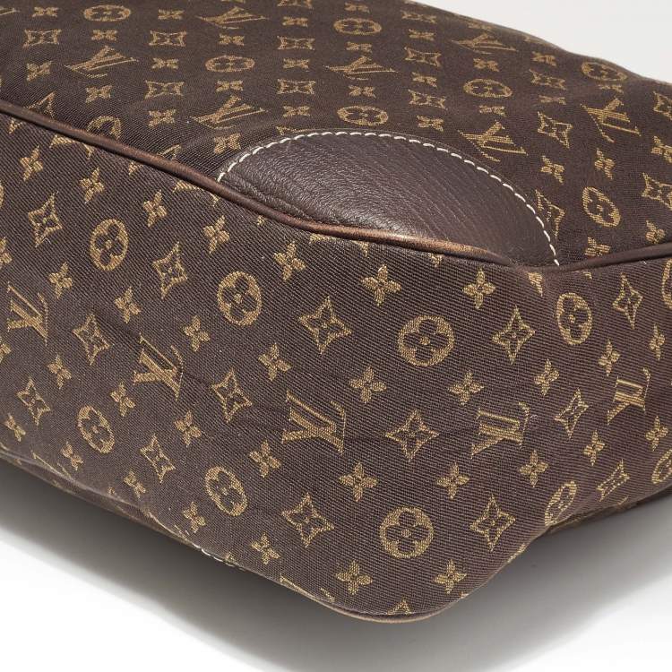 Pre Owned Louis Vuitton Fusain Monogram Mini Lin Canvas Boulogne Bag