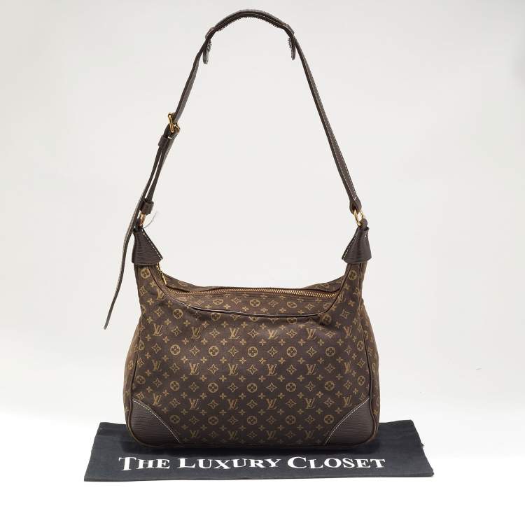 Pre Owned Louis Vuitton Fusain Monogram Mini Lin Canvas Boulogne Bag
