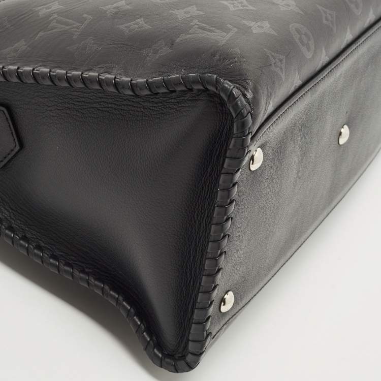 Pre Owned Louis Vuitton Black Monogram Cuir Plume Leather Very Zipped Tote
