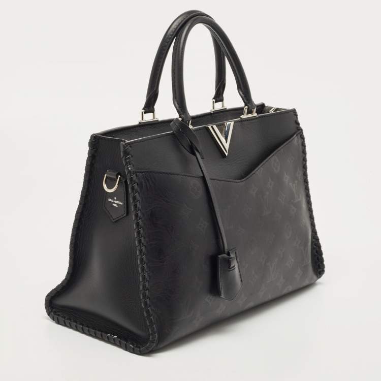 Pre Owned Louis Vuitton Black Monogram Cuir Plume Leather Very Zipped Tote