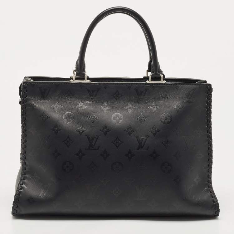 Pre Owned Louis Vuitton Black Monogram Cuir Plume Leather Very Zipped Tote