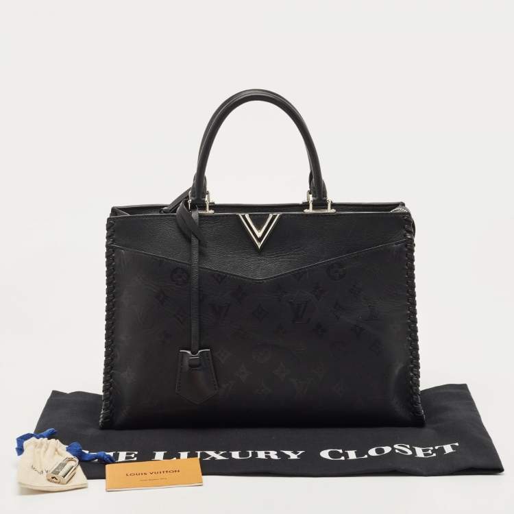 Pre Owned Louis Vuitton Black Monogram Cuir Plume Leather Very Zipped Tote