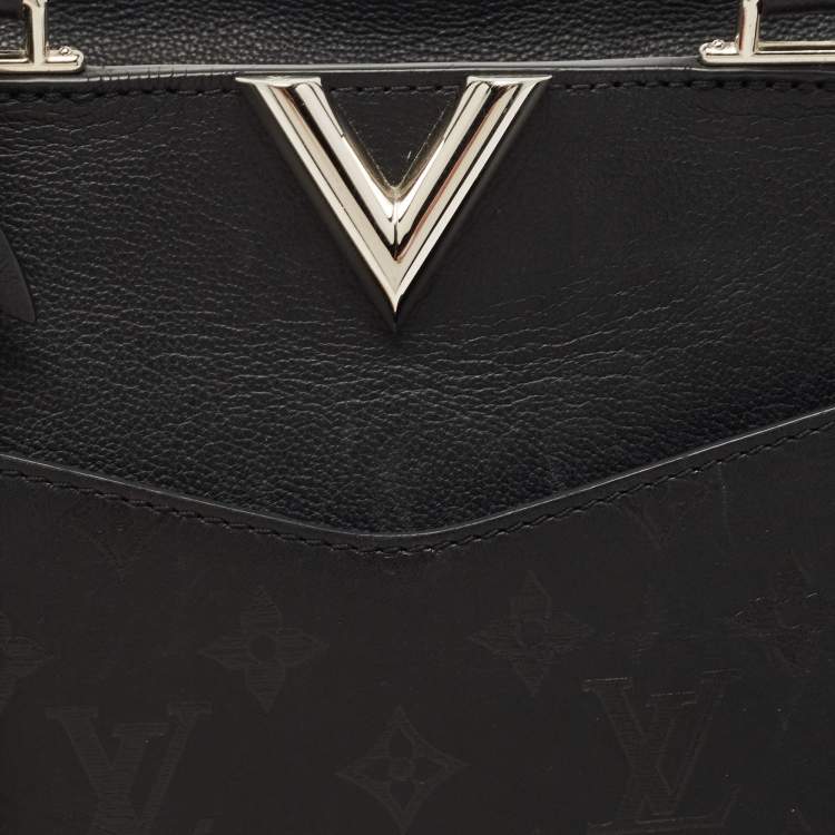 Pre Owned Louis Vuitton Black Monogram Cuir Plume Leather Very Zipped Tote