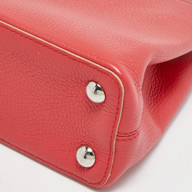 Pre Owned Louis Vuitton Red Taurillon Leather Capucines BB Bag