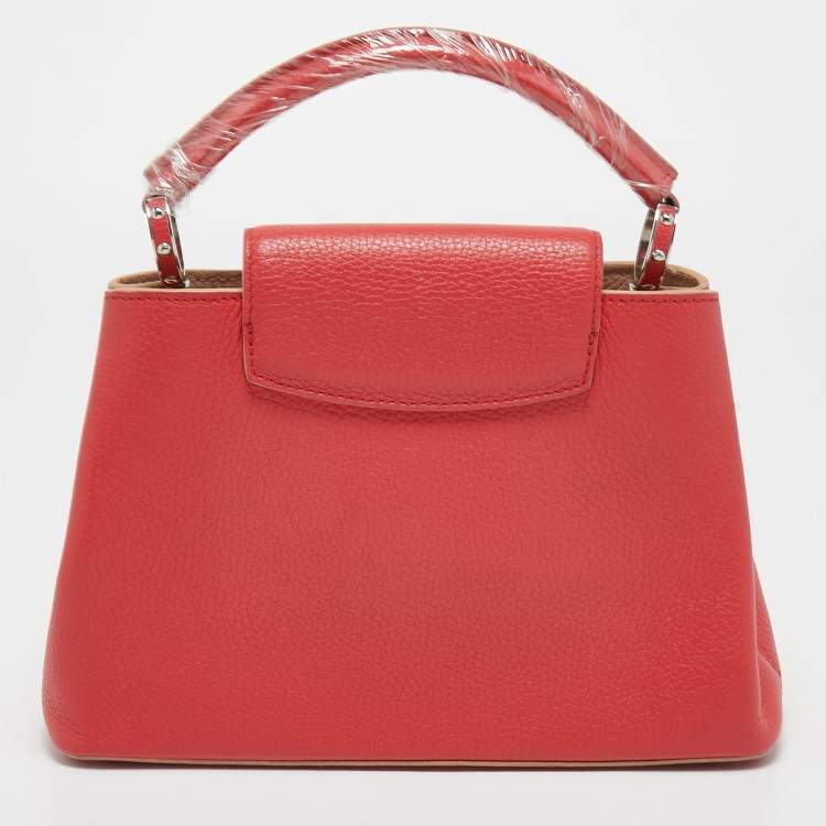 Pre Owned Louis Vuitton Red Taurillon Leather Capucines BB Bag