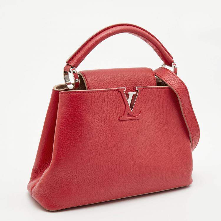 Pre Owned Louis Vuitton Red Taurillon Leather Capucines BB Bag