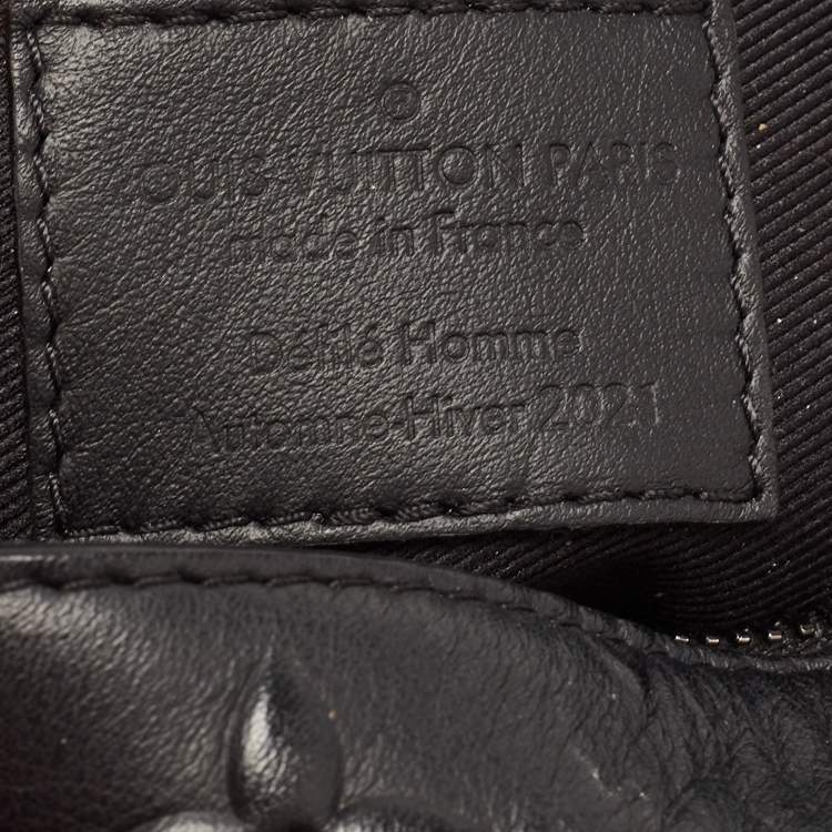 Pre Owned Louis Vuitton Black Monogram Embossed Leather Mini Soft Trunk Bag