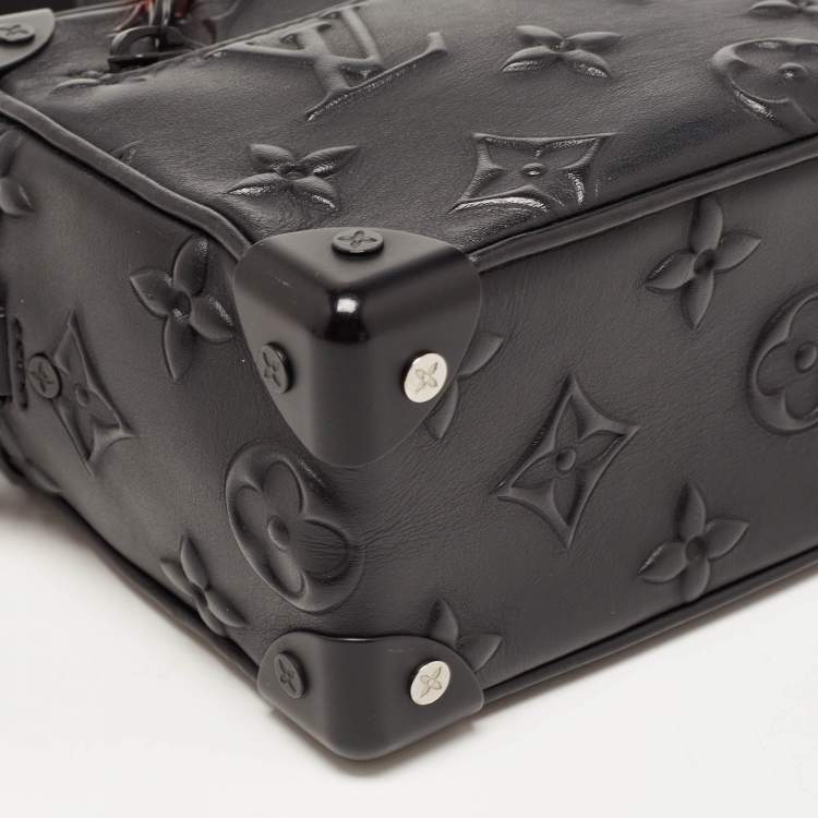 Pre Owned Louis Vuitton Black Monogram Embossed Leather Mini Soft Trunk Bag