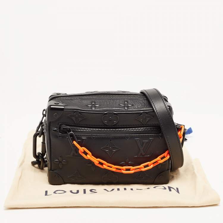 Pre Owned Louis Vuitton Black Monogram Embossed Leather Mini Soft Trunk Bag