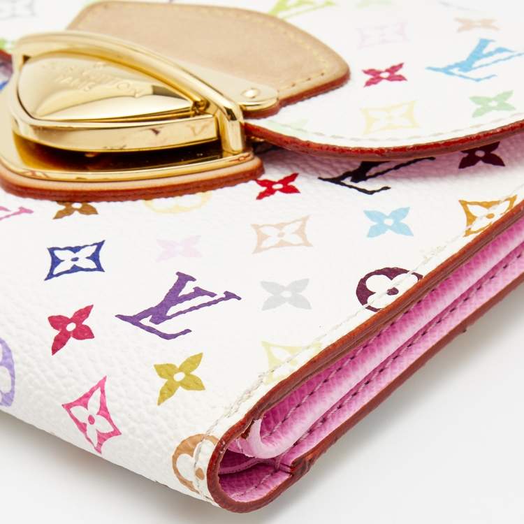 Pre Owned Louis Vuitton White Monogram Multicolore Canvas Joey Wallet