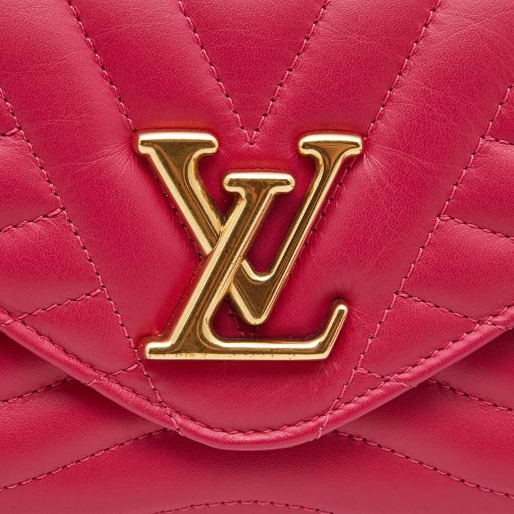 Pre Owned Louis Vuitton Rose Freesia Leather New Wave Long Wallet