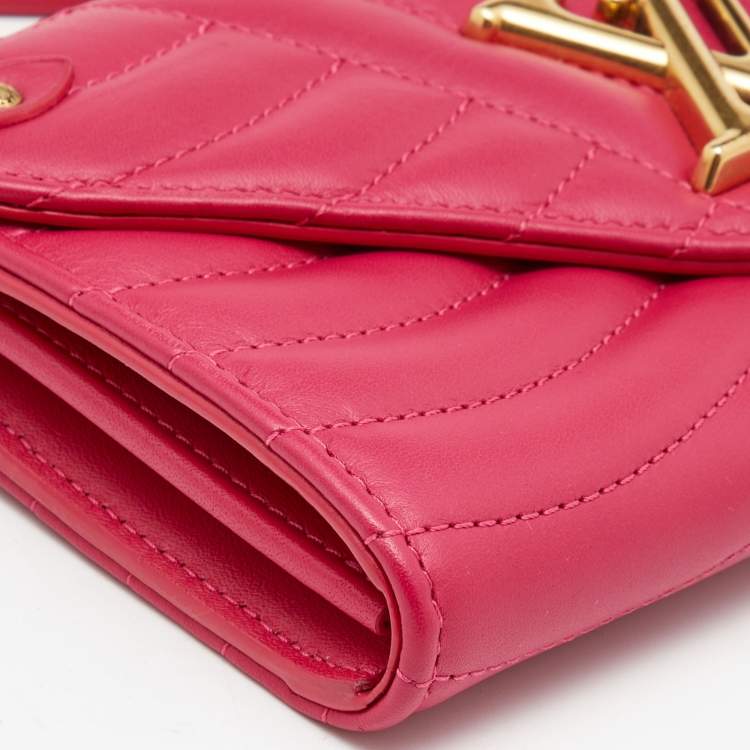 Pre Owned Louis Vuitton Rose Freesia Leather New Wave Long Wallet