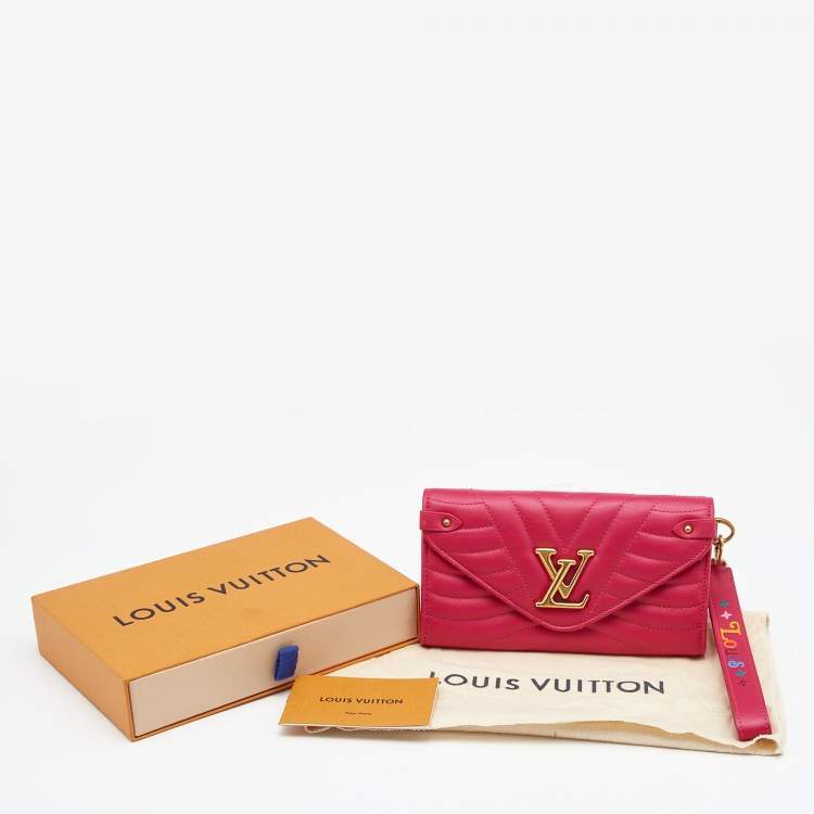 Pre Owned Louis Vuitton Rose Freesia Leather New Wave Long Wallet