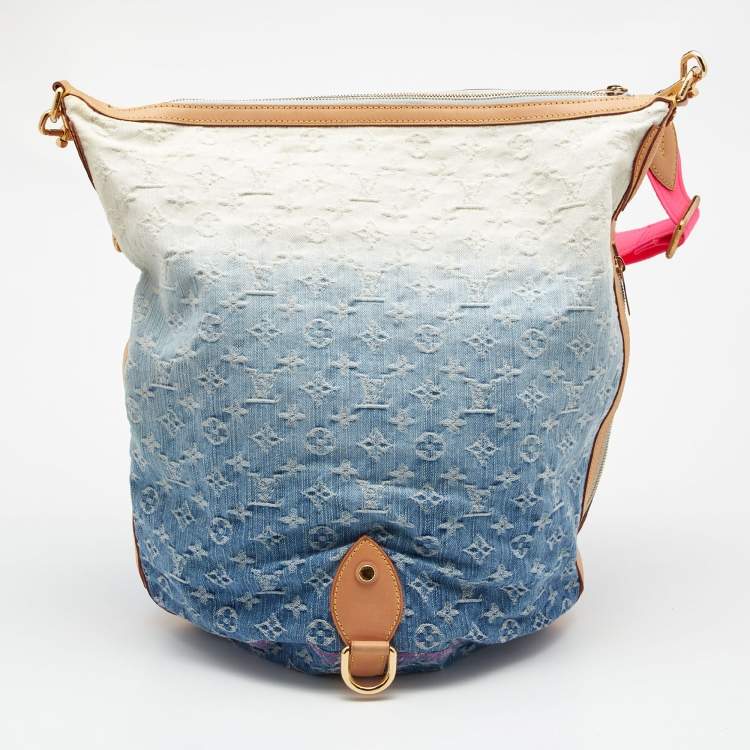 Pre Owned Louis Vuitton Blue Monogram Denim Limited Edition Sunburst PM Bag
