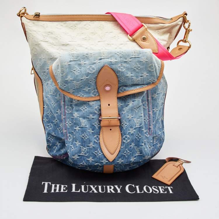 Pre Owned Louis Vuitton Blue Monogram Denim Limited Edition Sunburst PM Bag