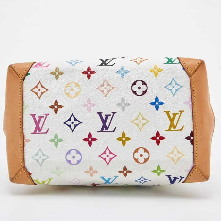 Pre Owned Louis Vuitton White Multicolor Monogram Canvas Audra Bag