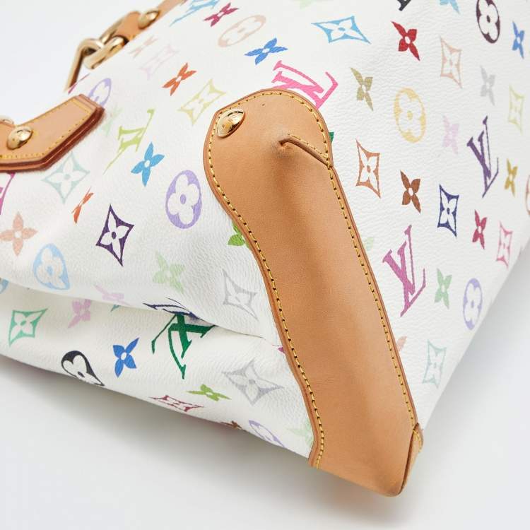 Pre Owned Louis Vuitton White Multicolor Monogram Canvas Audra Bag