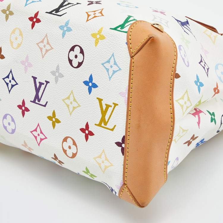 Pre Owned Louis Vuitton White Multicolor Monogram Canvas Audra Bag