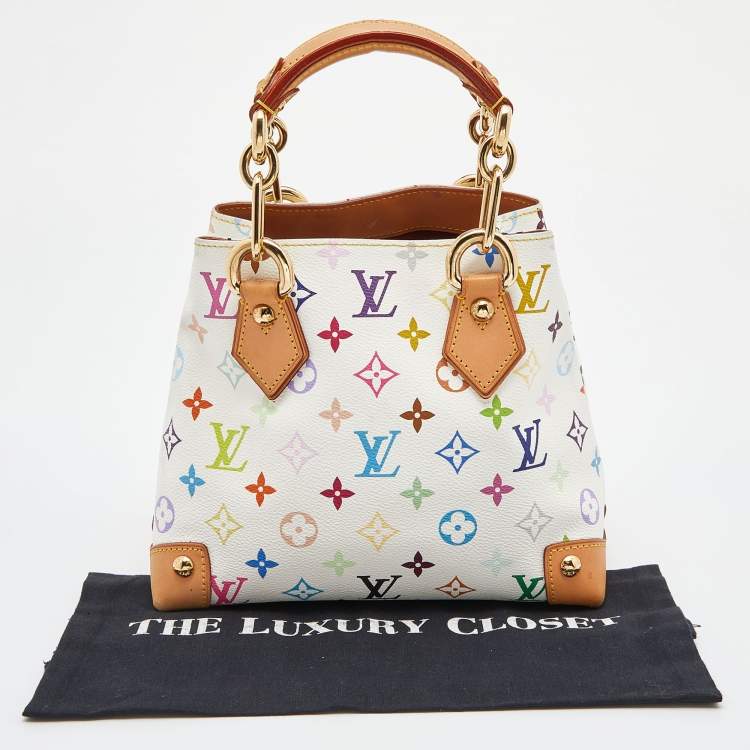 Pre Owned Louis Vuitton White Multicolor Monogram Canvas Audra Bag