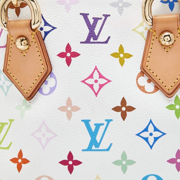 Pre Owned Louis Vuitton White Multicolor Monogram Canvas Audra Bag