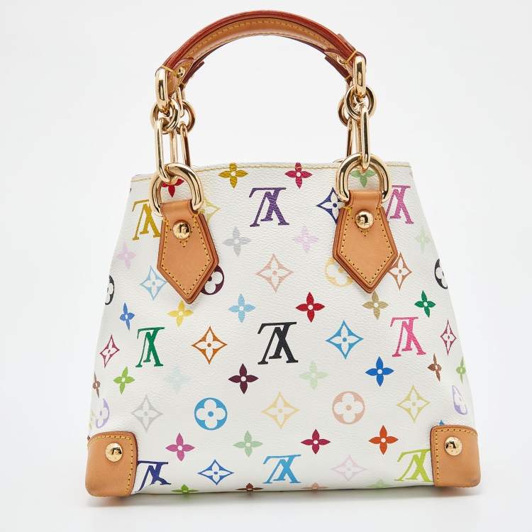 Pre Owned Louis Vuitton White Multicolor Monogram Canvas Audra Bag